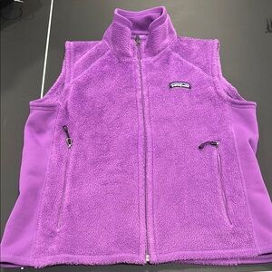 Patagonia Purple Fleece Vest with Full-Length Zipper
